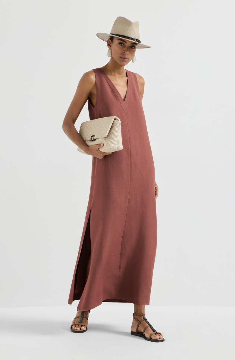 Brunello Cucinelli Fluid twill dress, Alternate, color, Red