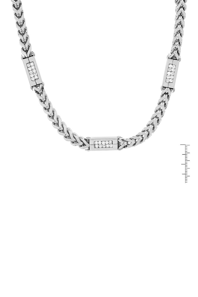 Stainless Steel Simulated Diamond Wheat Chain Necklace, Main, color, METALLIC