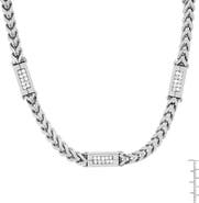 HMY JEWELRY Stainless Steel Simulated Diamond Wheat Chain Necklace