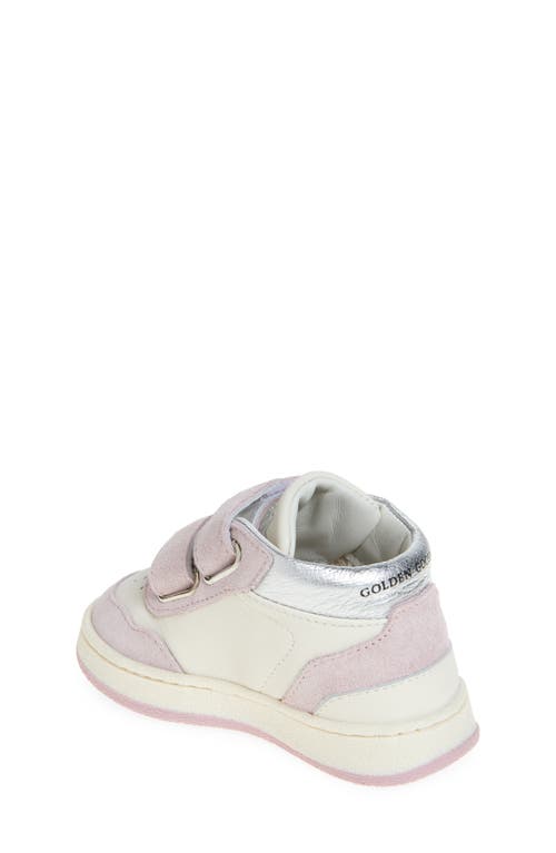 Golden Goose Baby June Leather Sneakers In White/pink/silver