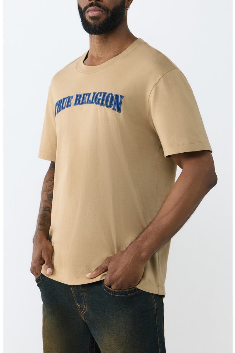 Denim Appliqué Graphic T-Shirt, Alternate, color, TRAVERTINE