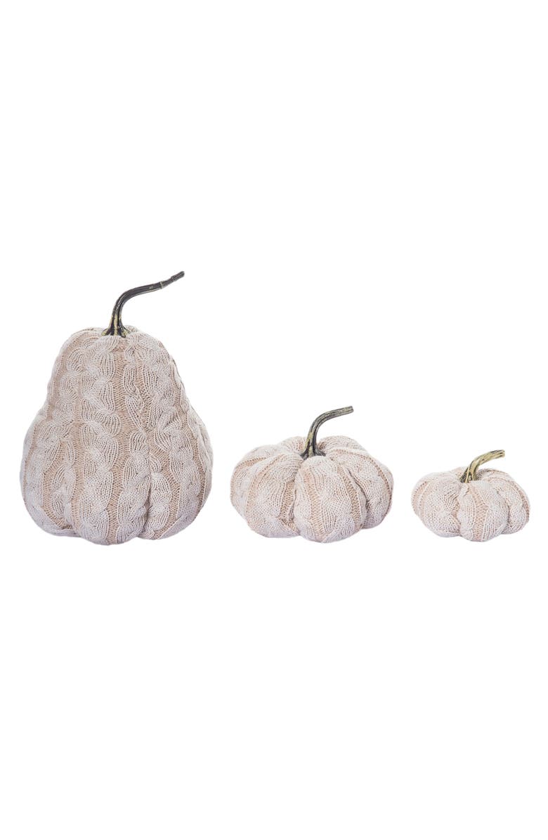Transpac White Harvest Pumpkin Set of 3 Plush Cream Decorative Pumpkins, Main, color, Off-White