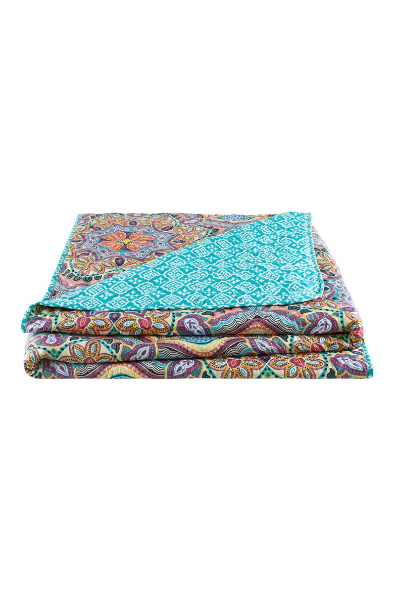 Yara Reversible Medallion Quilt Set, Main, color, AQUA