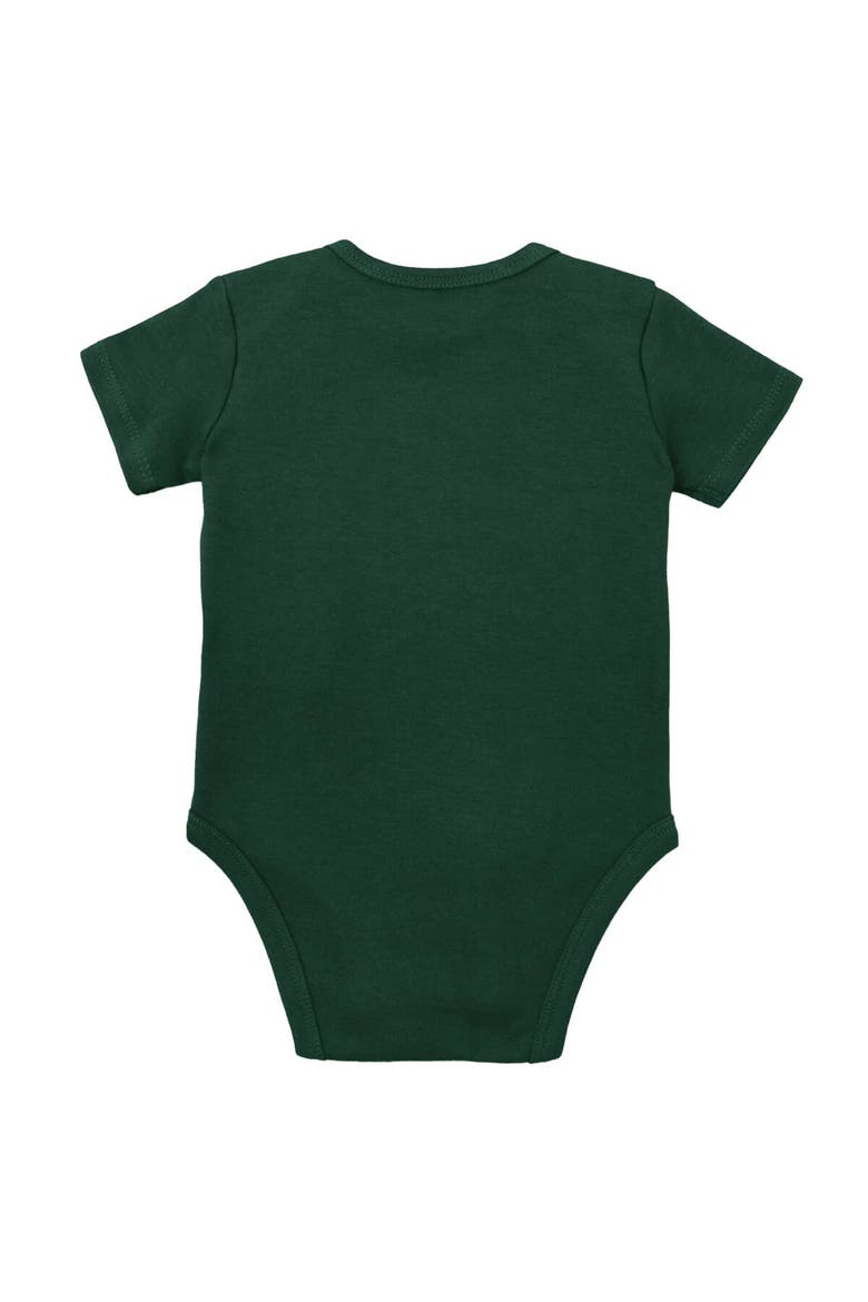 Infant Mitchell & Ness Green/Heather Gray Michigan State Spartans 3-Pack Bodysuit, Bib and Bootie Set, Alternate, color, Green