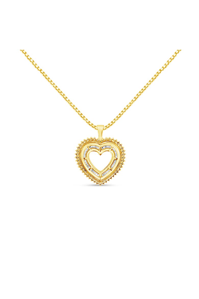 14K Yellow Gold Plated Silver 1.0 Cttw Diamond Composite Hearth Pendant Necklace, Alternate, color, Yellow