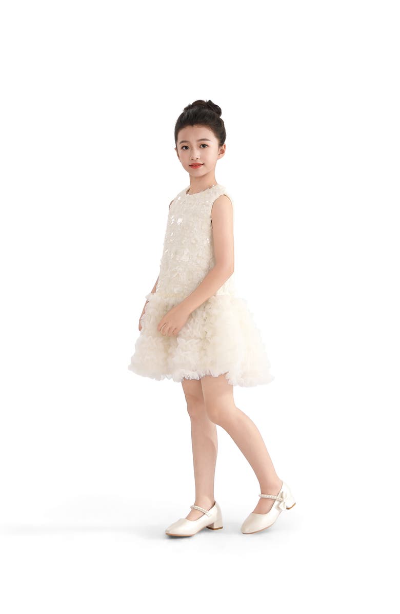 Tulleen Whispered Petal Mini Dress, Alternate, color, Cream