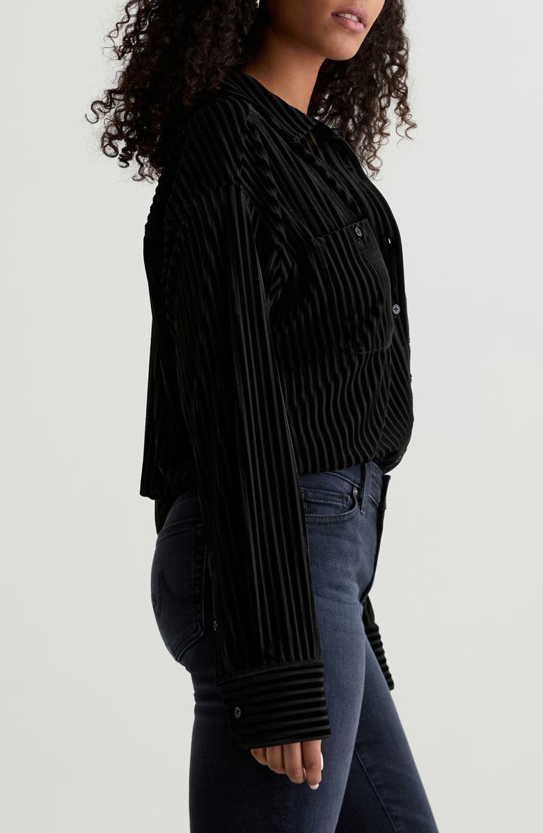 AG Leny Relaxed Fit Velvet Button-Up Shirt, Alternate, color, Super Black