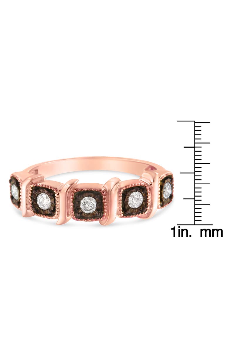 Haus of Brilliance 10K Rose Gold Flashed Silver Miracle-Set 1/4 Cttw Diamond 5-Stone Band Ring, Alternate, color, Rose Gold Over Silver