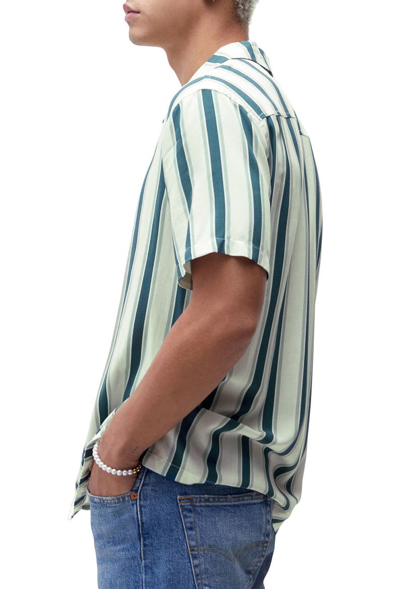 Stripe Short Sleeve Button-Up Shirt, Alternate, color, WHITE/ BLUE