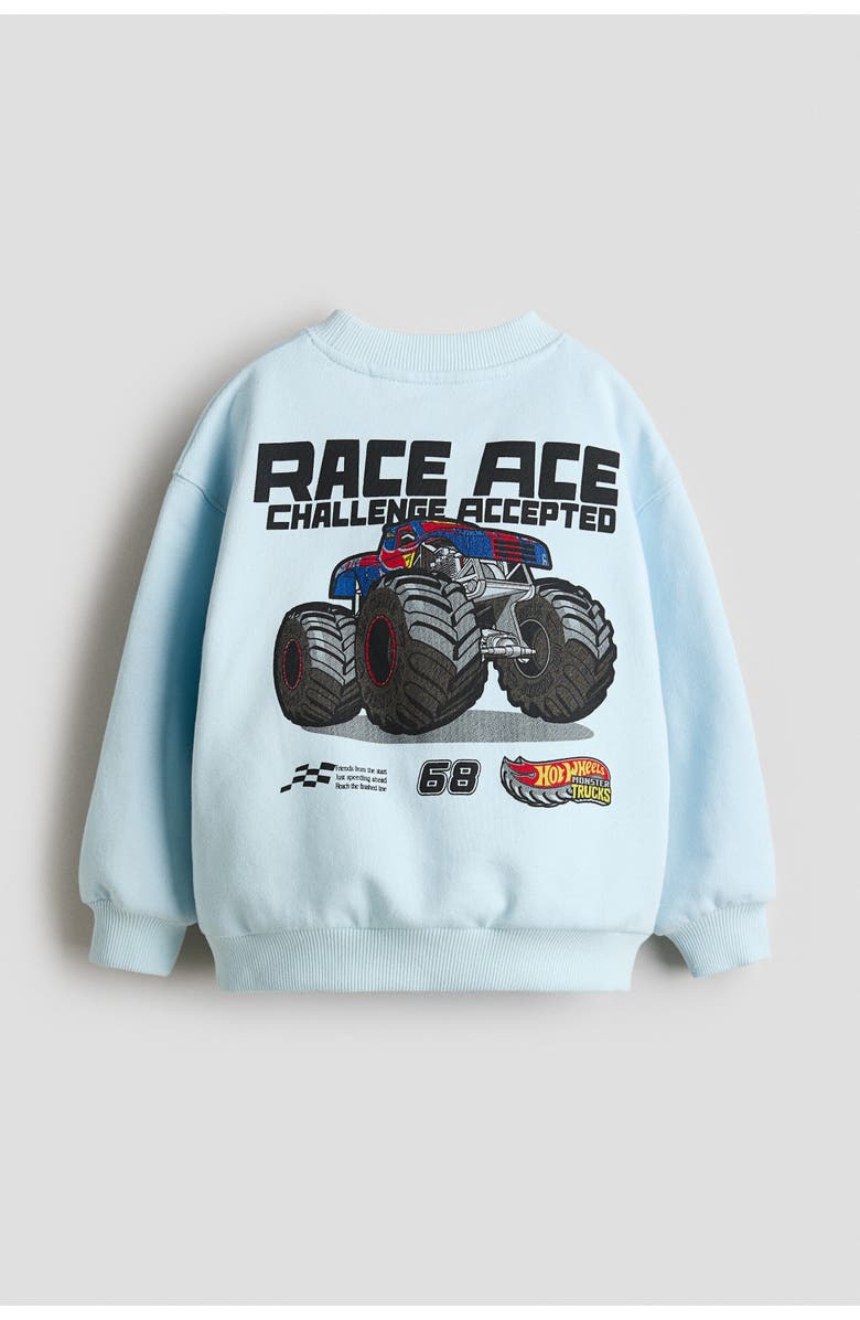 H&M 2-piece Printed Sweatshirt Set, Alternate, color, Light Blue/Hot Wheels