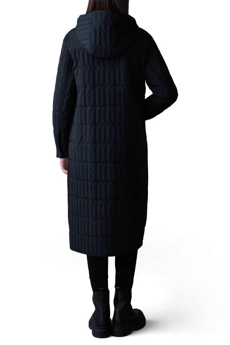 Tadoka Down & Feather Long Hooded Coat, Alternate, color, BLACK