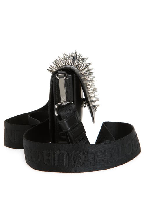 Christian Louboutin Funky Spike Leather Wallet On A Strap In Black/silver