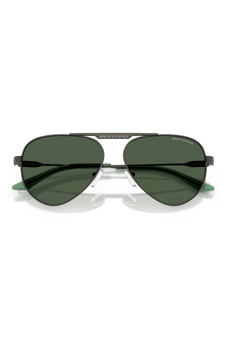 58mm Aviator Sunglasses, Alternate, color, MATTE GREY / DARK GREEN