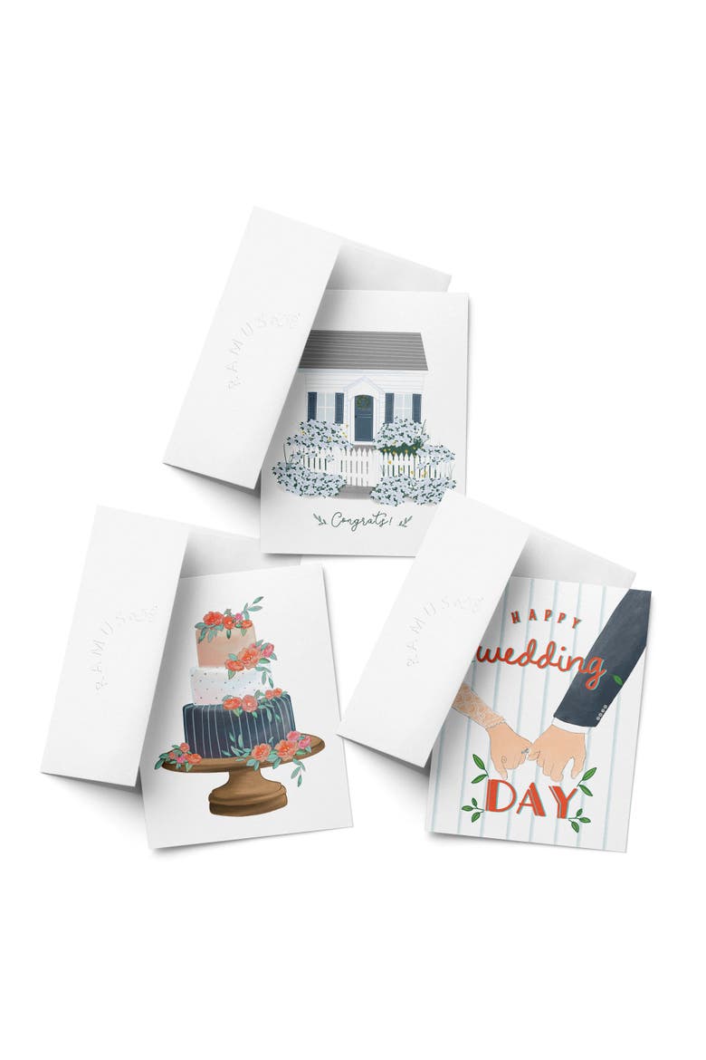 Wedding Greeting Card Pack (3ct) "Congrats Cottage, Wedding Day, Cake", Main, color, Multi-Pack