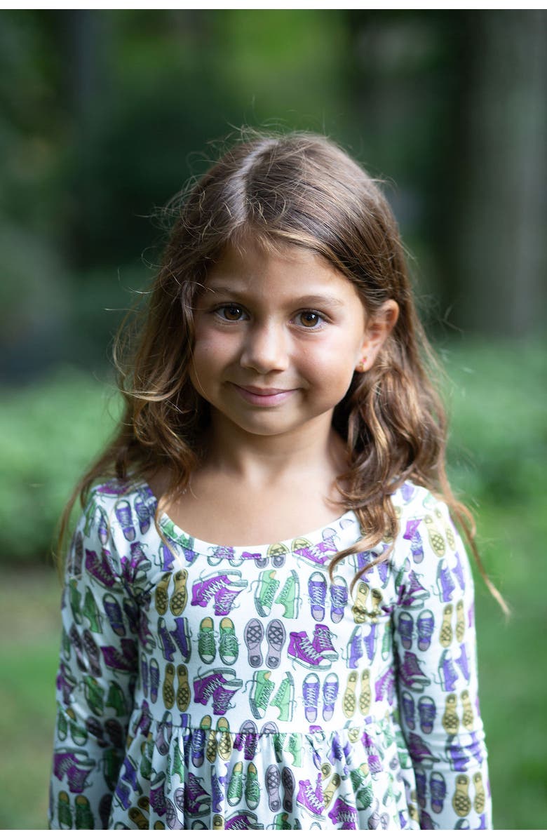WORTHY THREADS Girls Printed Twirly Dress, Alternate, color, Sneakers