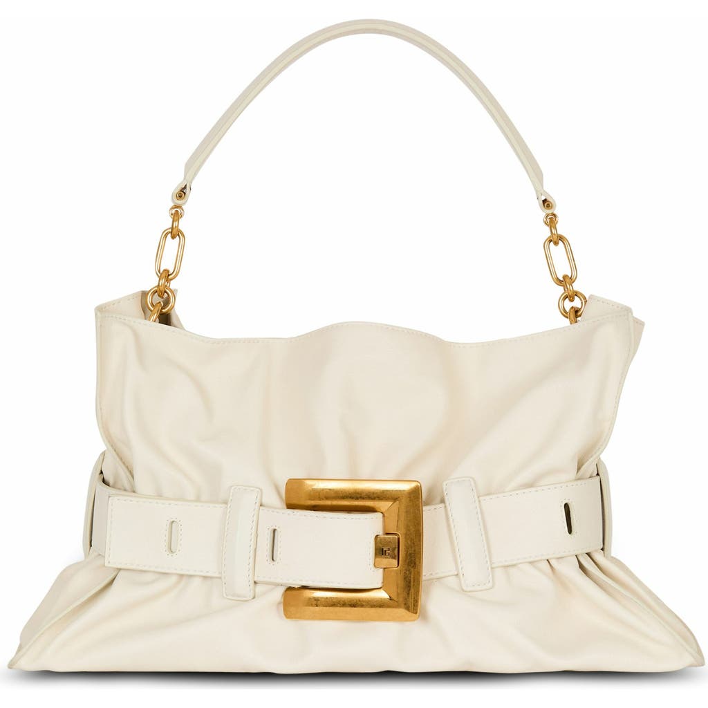 Balmain Anthem Medium Buckle Shoulder Bag In Calfskin