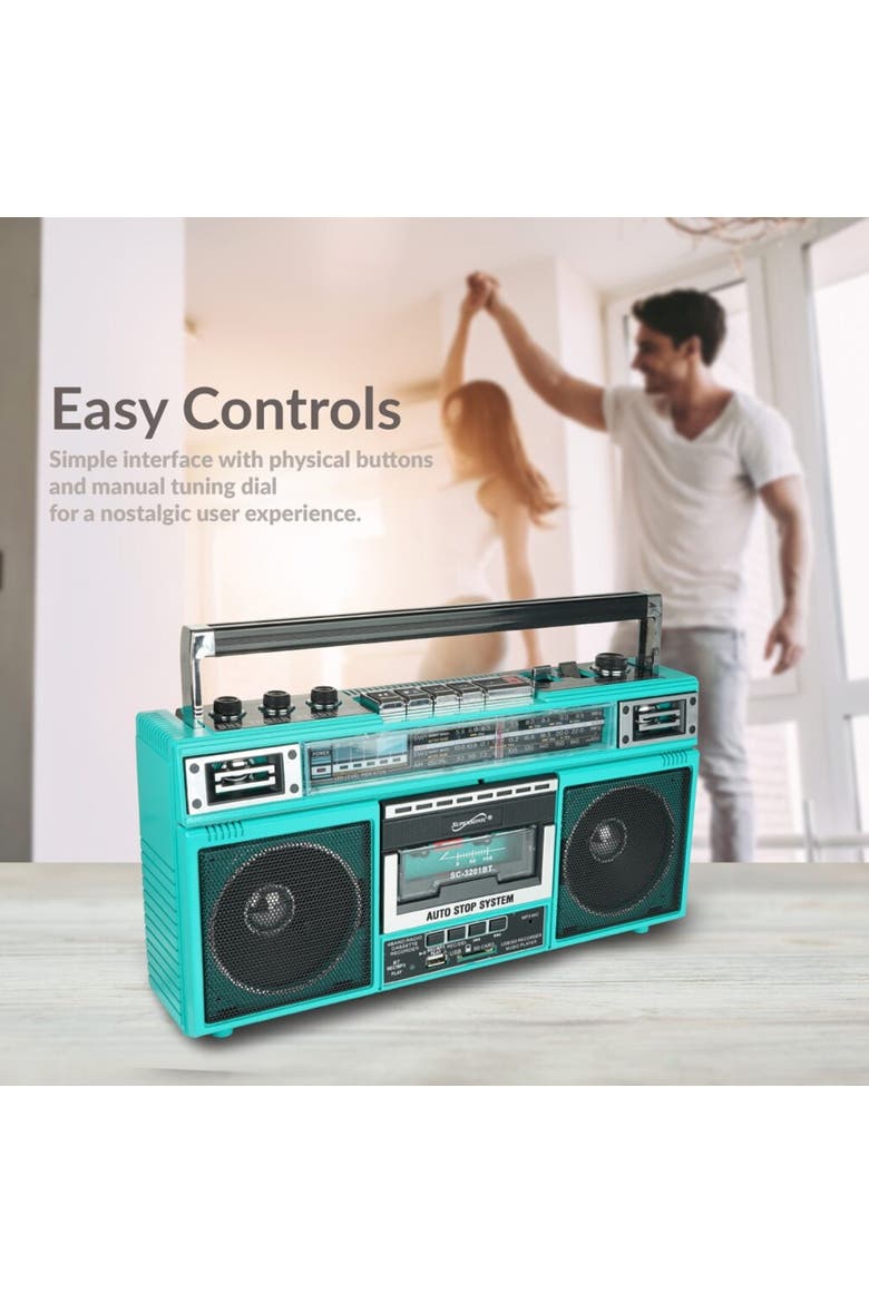 Retro Radio Speaker & Cassette Player Bluetooth, Alternate, color, Blue