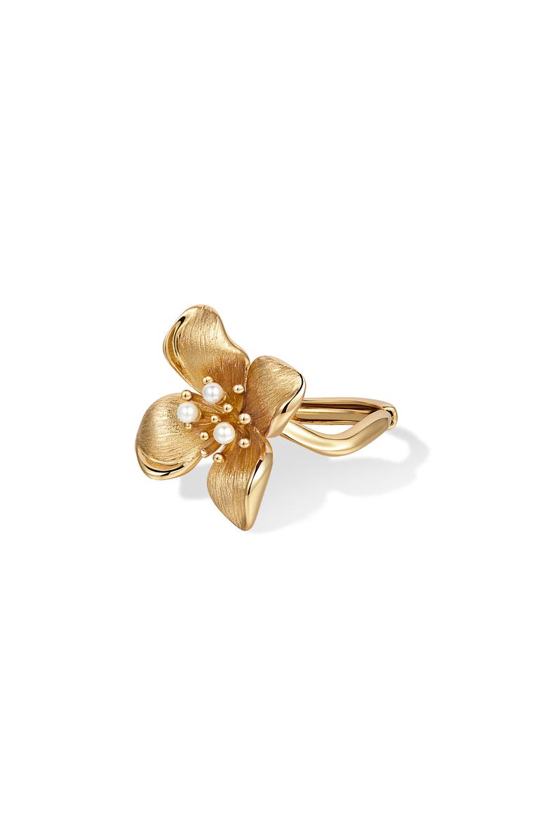 RETRO CHIC Large Iris Blossom Ring, Alternate, color, Gold & White