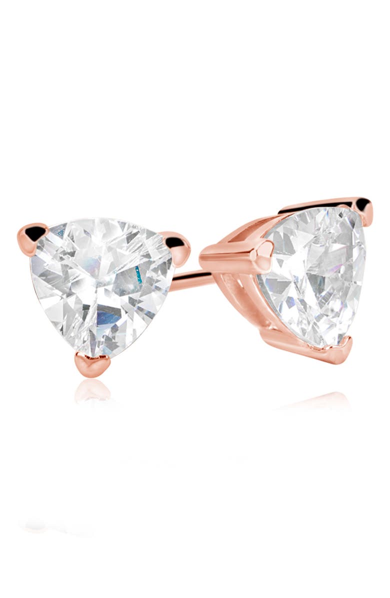 SUZY LEVIAN Sterling Silver Trillion Shape CZ Stud Earrings, Main, color, Rose