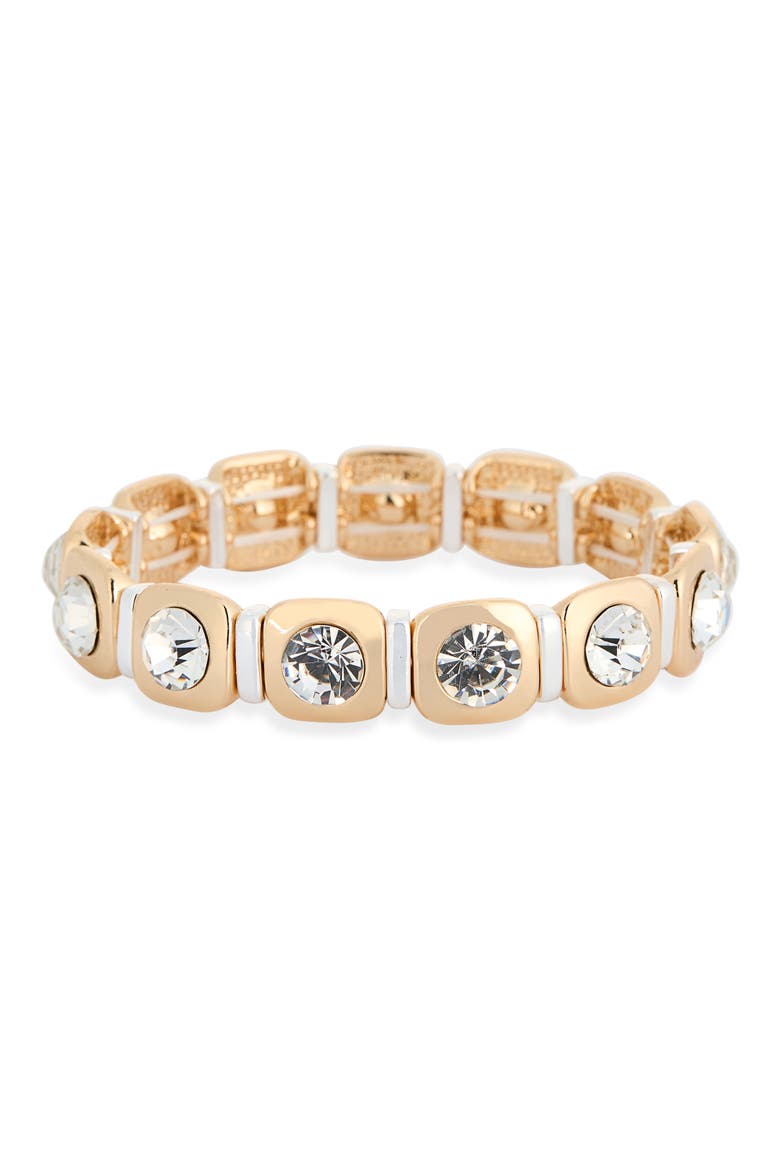 Crystal Accent Stretch Bracelet, Main, color, CLEAR- GOLD- SILVER