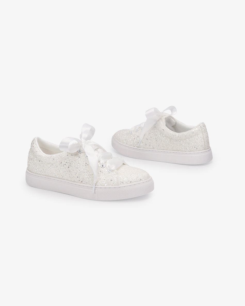 Kailee P Lucy Rock Glitter Wedding Platform Sneakers, Alternate, color, White
