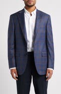Peter Millar Flynn Classic Fit Navy & Brown Plaid Wool Sport Coat