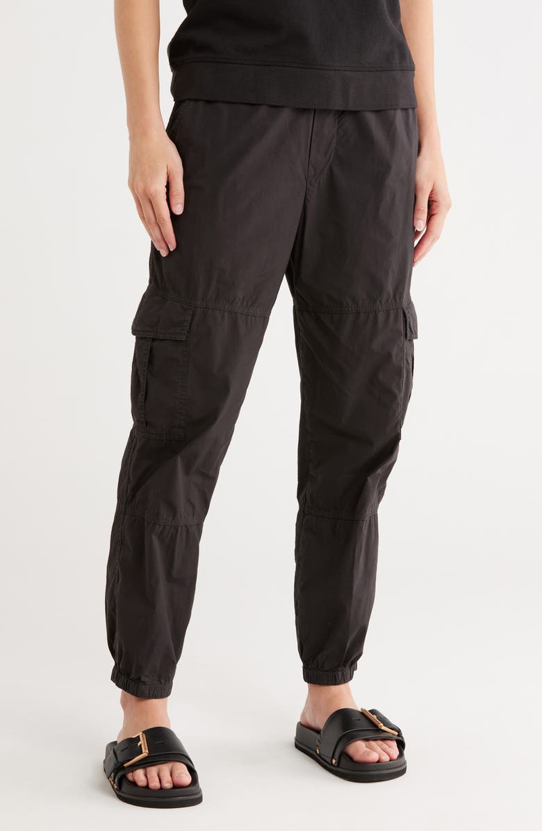 James Perse Stretch Poplin Cargo Pants, Main, color, Black