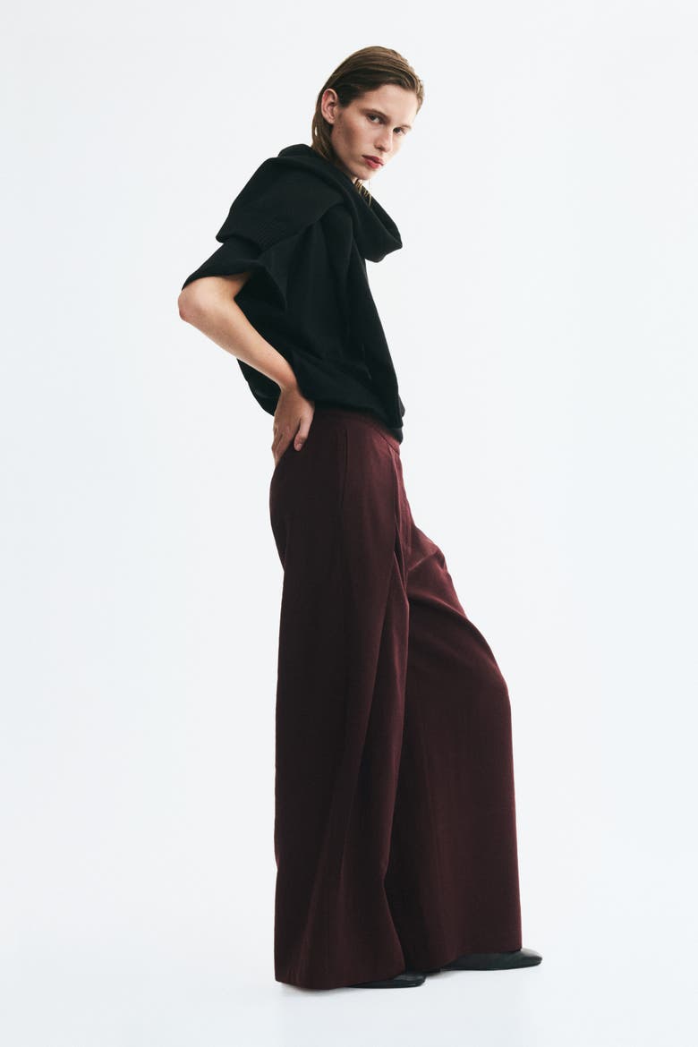 Wrap-detail Barrel Pants, Alternate, color, Burgundy