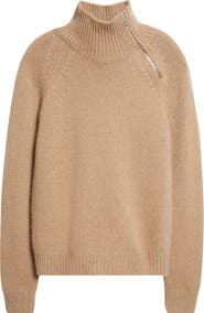 Johnstons of Elgin Millis Asymmetric Cashmere & Cotton Quarter Zip Sweater