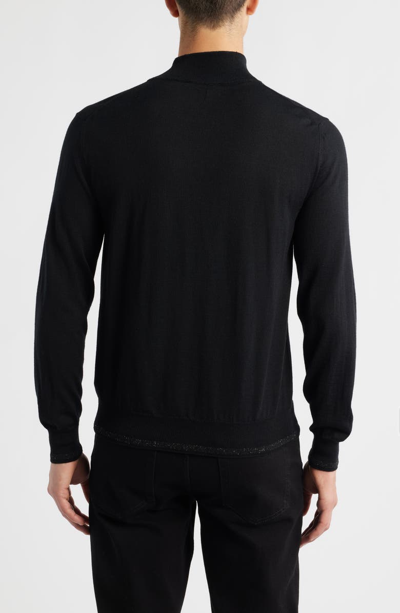Canali Mock Neck Wool & Silk Blend Sweater, Alternate, color, Black