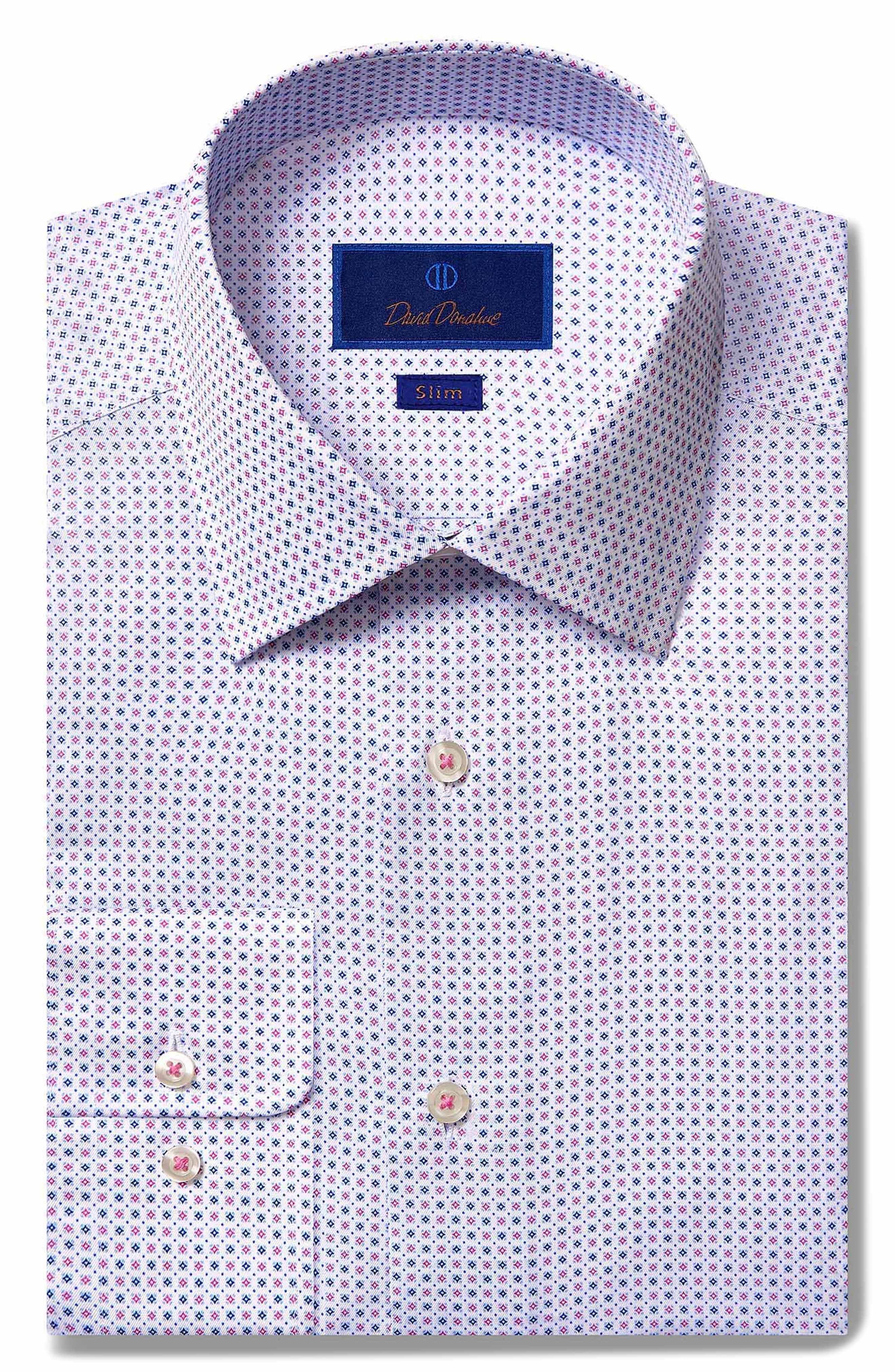 David Donahue Slim Fit Mini Diamond Dress Shirt (Men) | Nordstrom