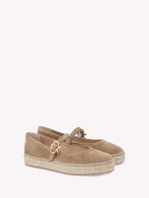 Gianvito Rossi Suede Mary Jane Ballerina Espadrilles In Brown