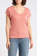 MAX STUDIO Cap Sleeve Ruched Crinkled Knit Top