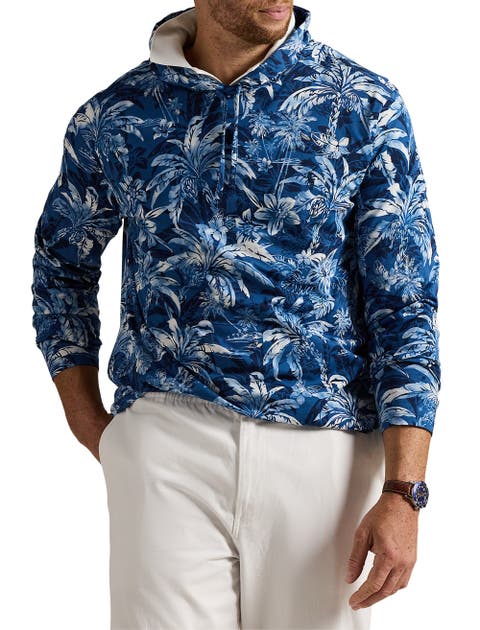 Big & Tall Tropical-Print Long-Sleeve Hooded T-Shirt