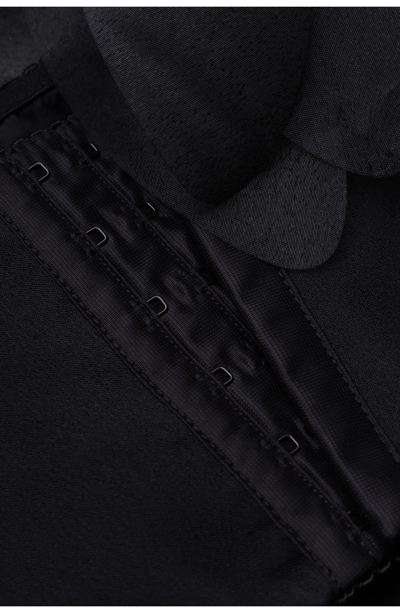 Malva Florea Cropped Top With Oversized Layered Floral Appliqus, Alternate, color, Black