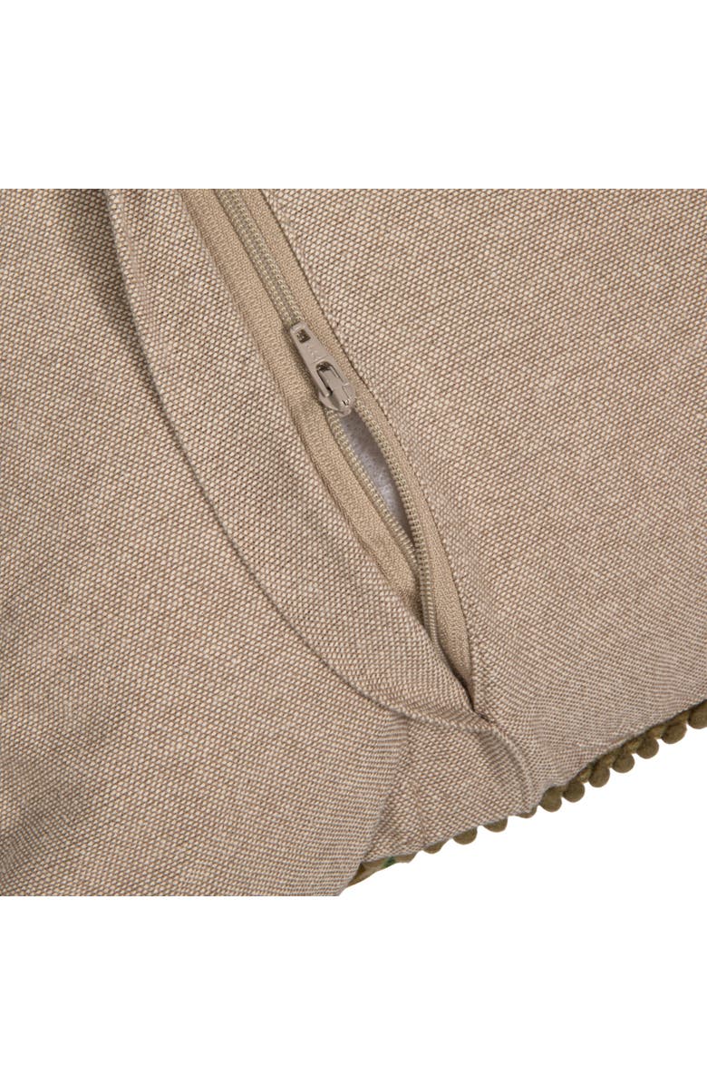 Storied Home Cotton Blend Velvet Pillow and Mini Pom Pom Trim, Alternate, color, 