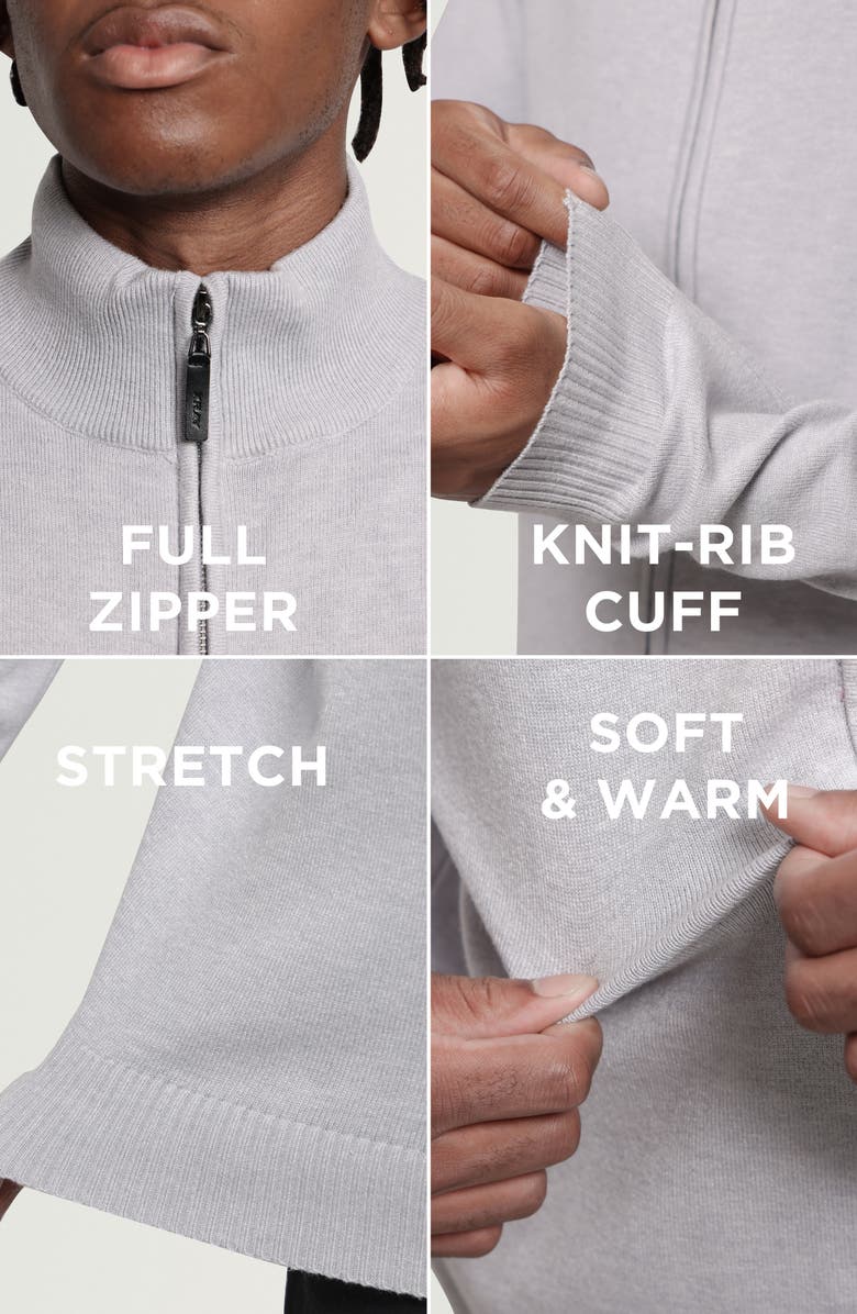 XRAY Mock Neck Full Zip Sweater, Alternate, color, Light Heather Grey