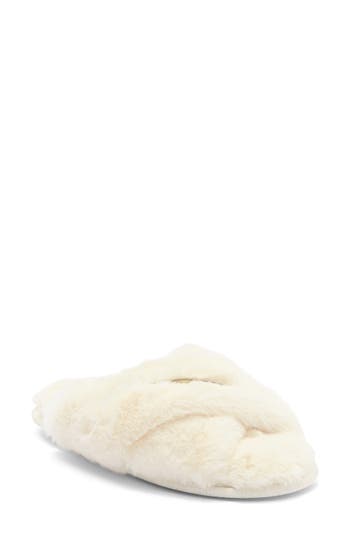 Bcbgmaxazria Faux Fur Slide Slipper In White