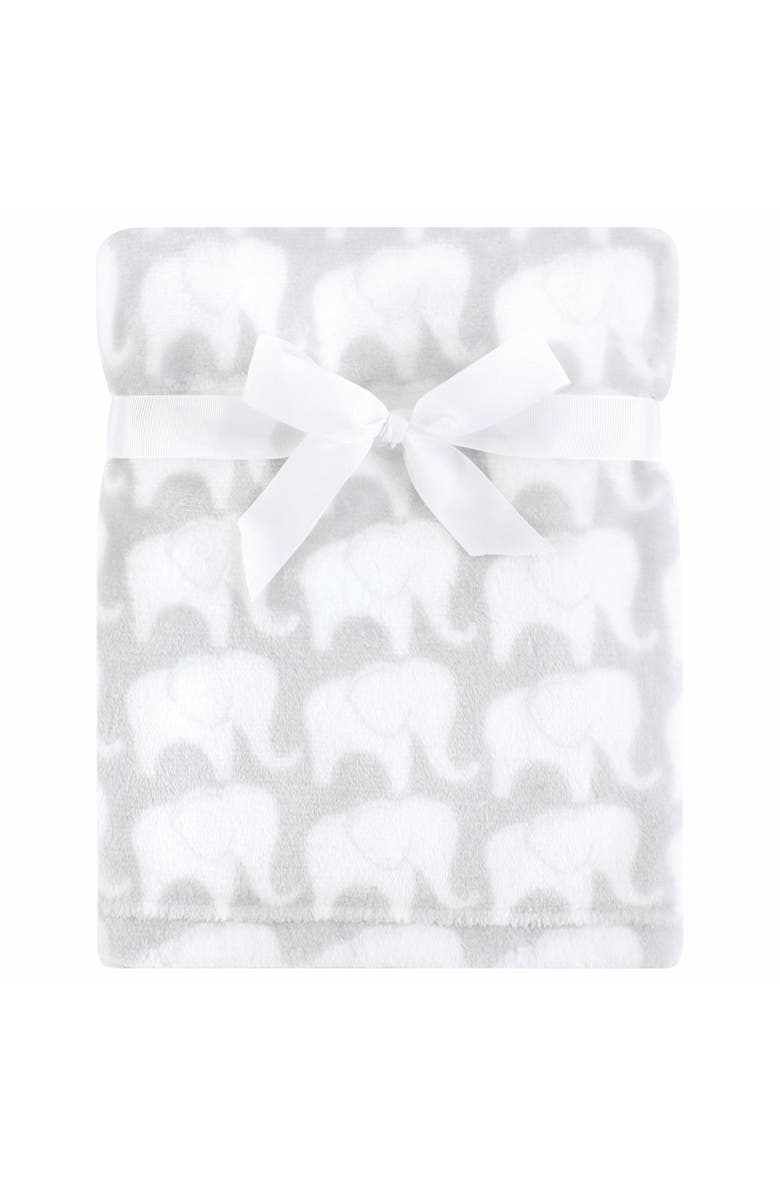 Hudson Baby Luxurious Unisex Comfort Blanket with Silky Plush and Coral Fleece Textures, Main, color, Gray Elephant