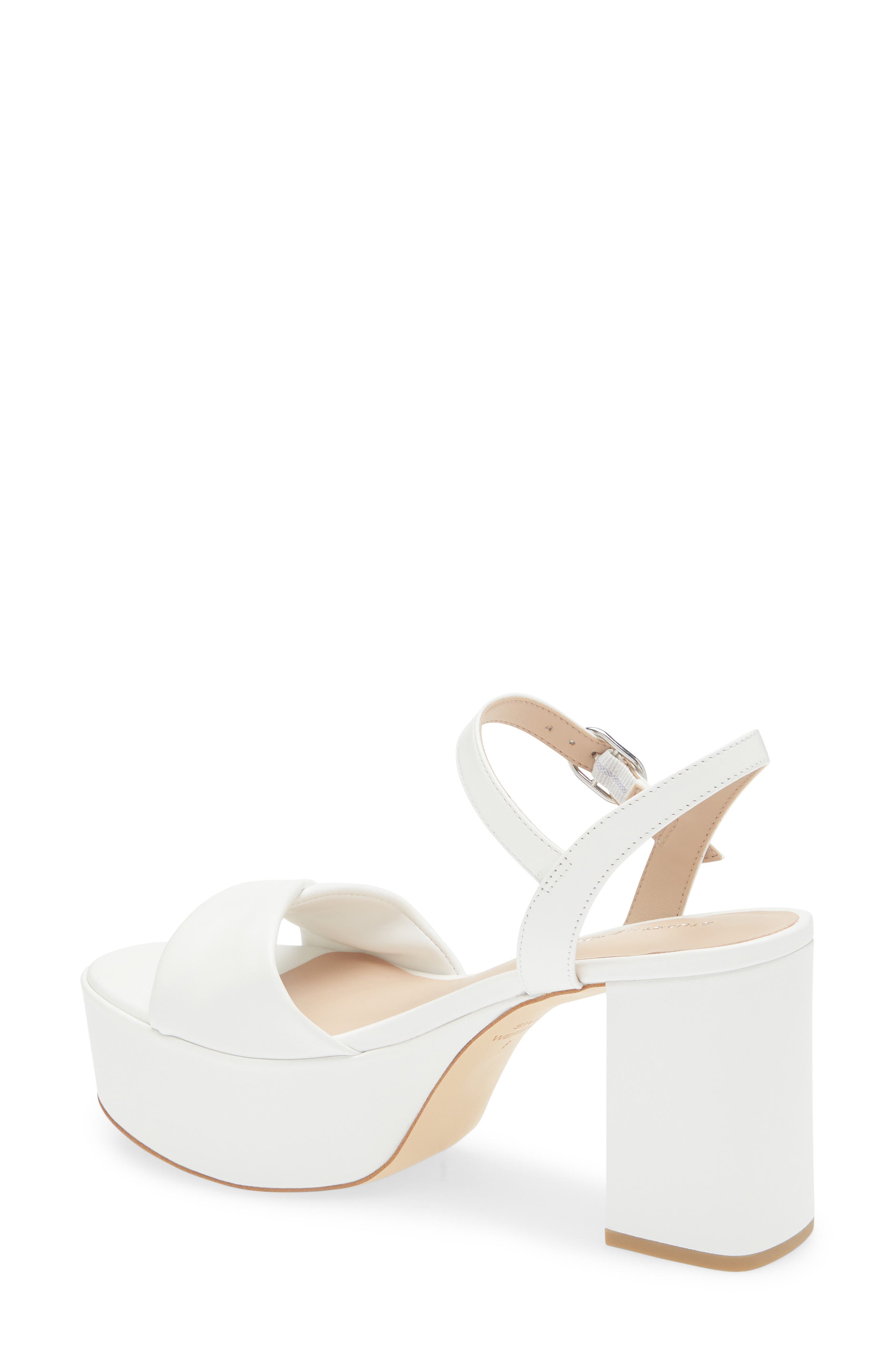 Stuart Weitzman Everly Block Heel Platform Sandal, Alternate, color, White.