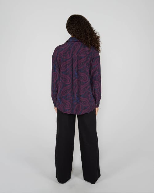 Lords Of Harlech Sophie Silk Oversized Shirt In Purple