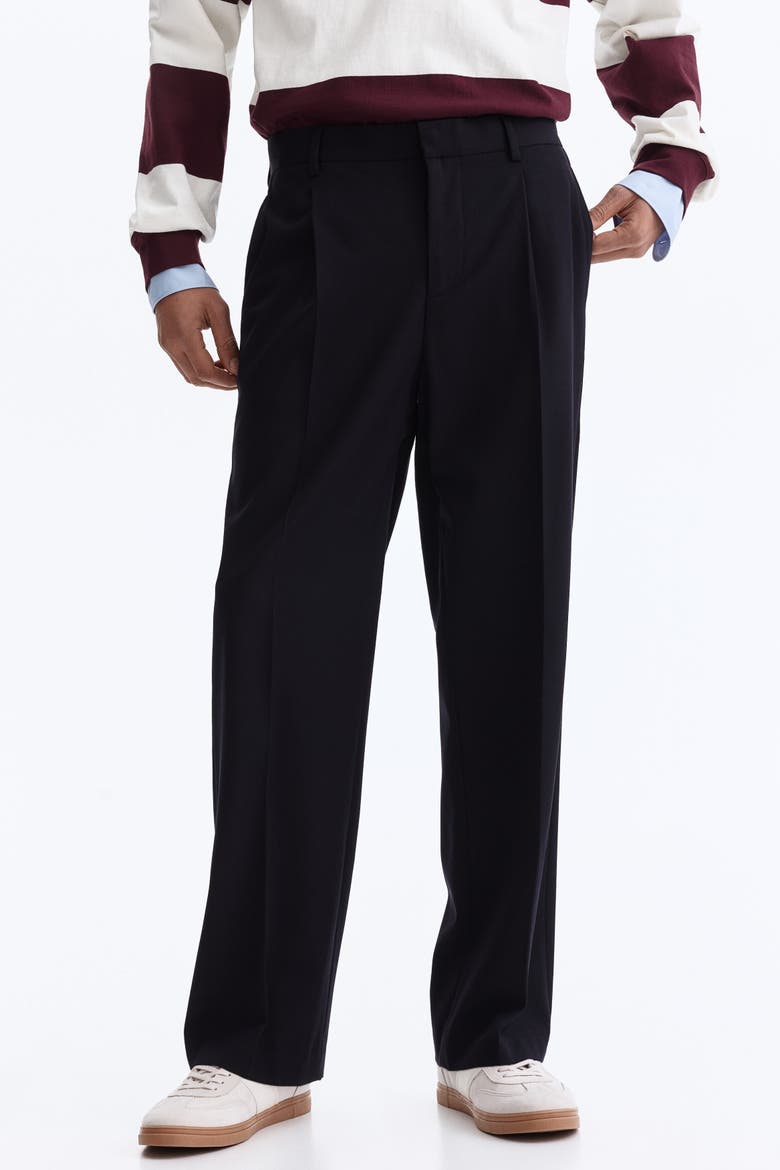 Relaxed Fit Wool-blend Tailored Trousers, Alternate, color, Navy blue