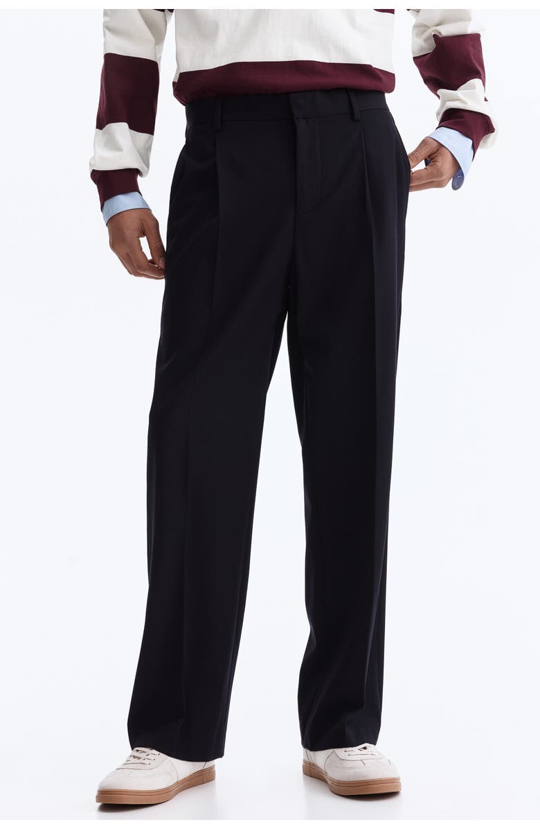 H&M Relaxed Fit Wool-blend Tailored Trousers, Alternate, color, Navy Blue