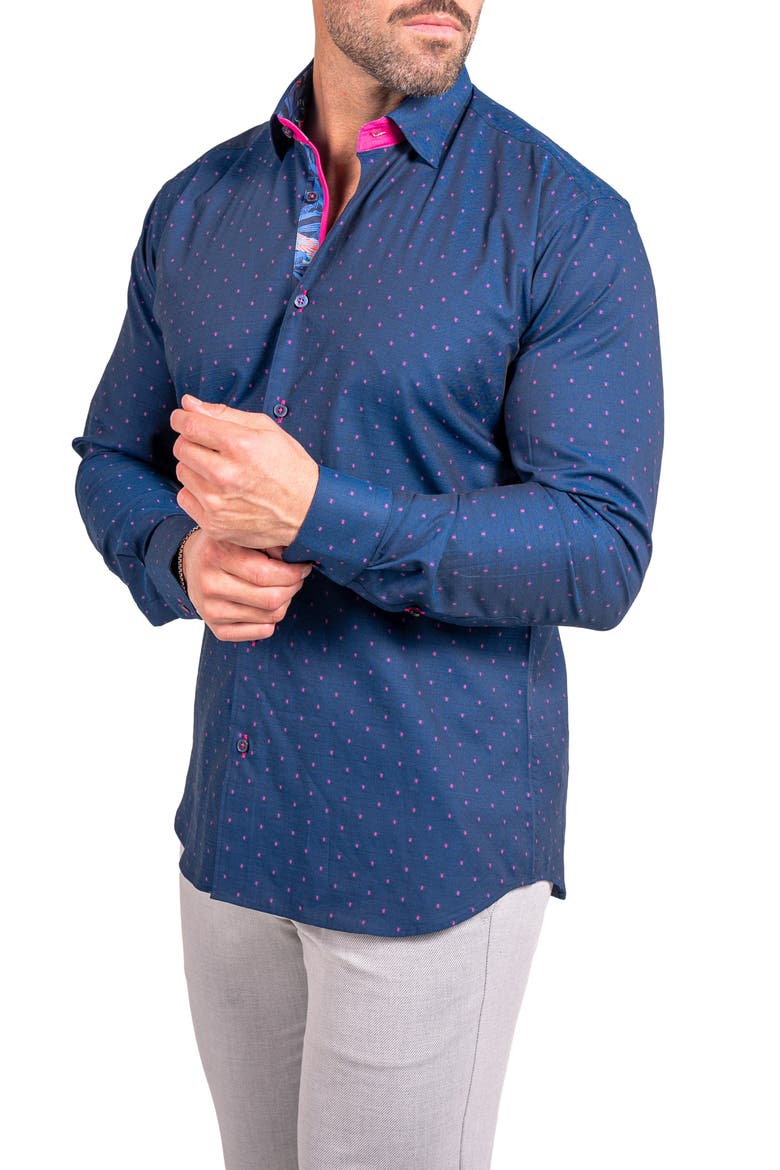 Fibonacci Ascension Contemporary Fit Button-Up Shirt, Alternate, color, BLUE