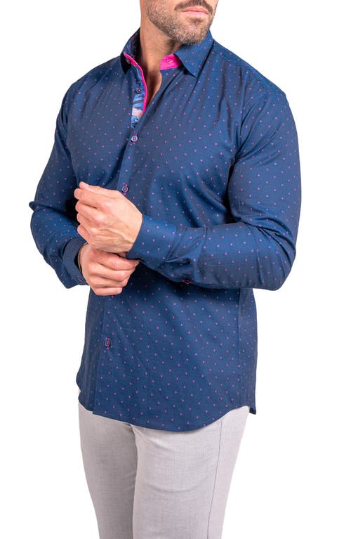 Maceoo Fibonacci Ascension Contemporary Fit Button-up Shirt In Blue