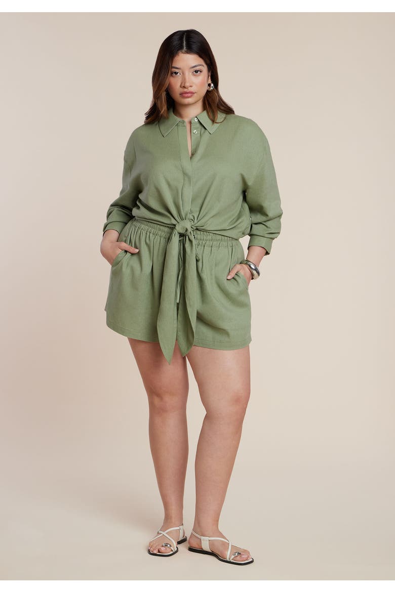Pull On Linen Short, Alternate, color, IGUANA