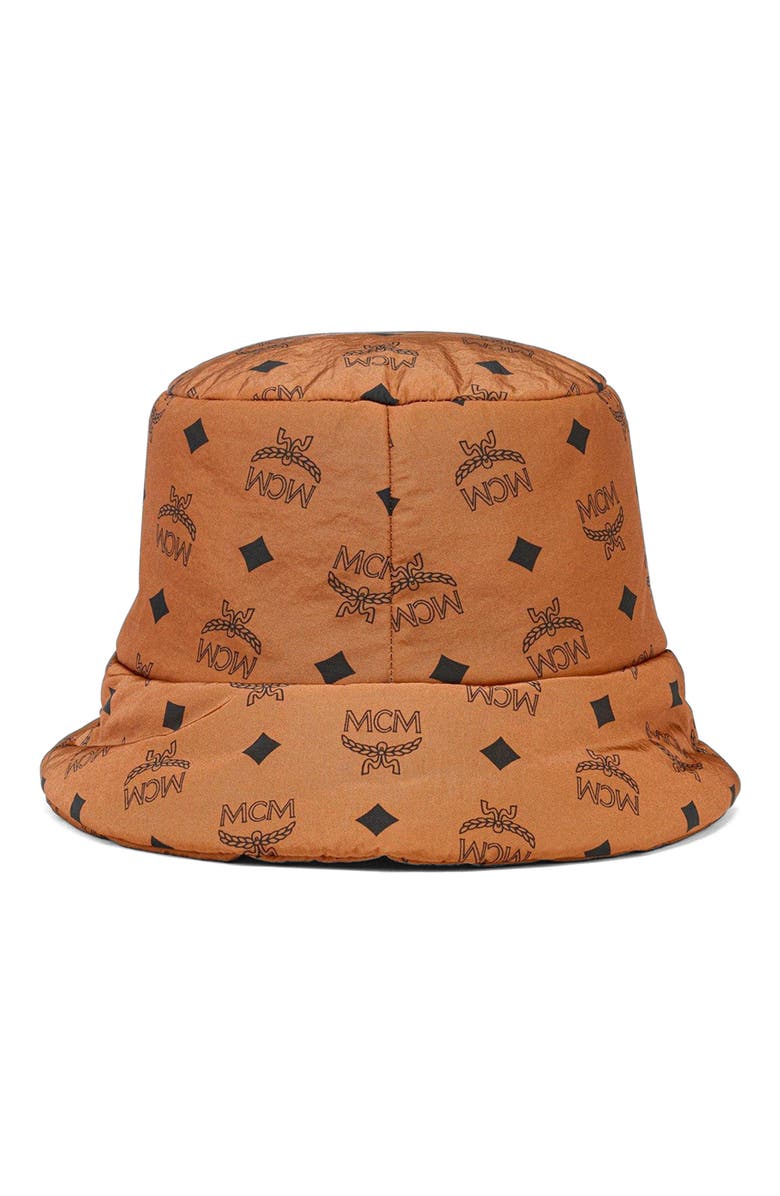 MCM Padded Bucket Hat in Monogram Print ECONYL<sup>®</sup>, Alternate, color, Cognac