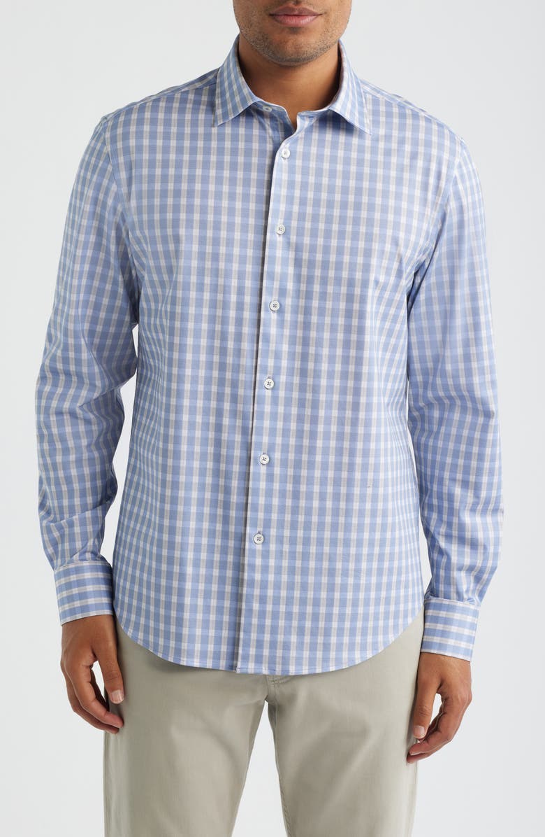 Bugatchi James OoohCotton<sup>®</sup> Plaid Button-Up Shirt, Main, color, Orchid