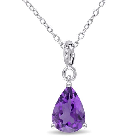Gemstone Teardrop Enhancer Charm Pendant Sterling Silver