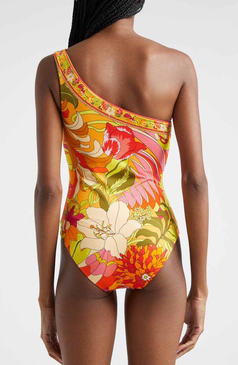 Camilla The Flower Child Society One-Shoulder One-Piece Swimsuit, Alternate, color, 